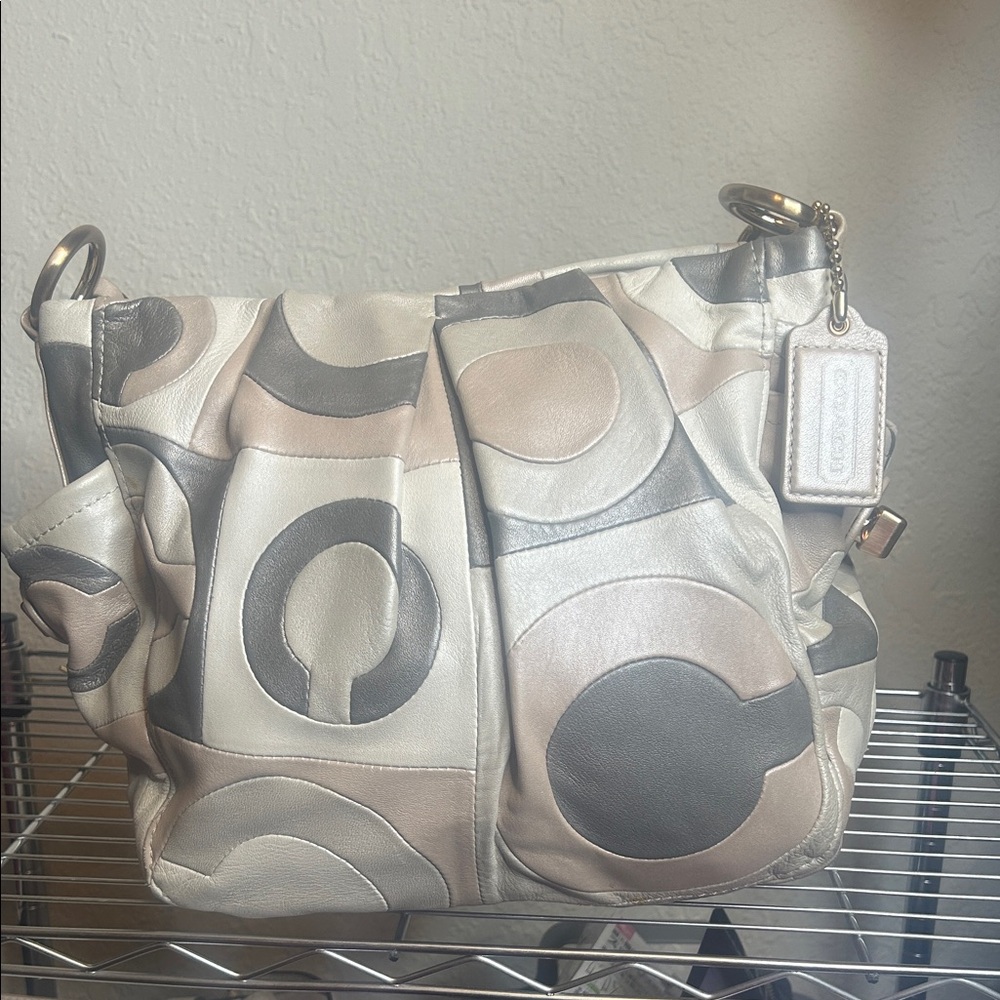 Coach Stylish Cream and Gray Designer Women's Bag